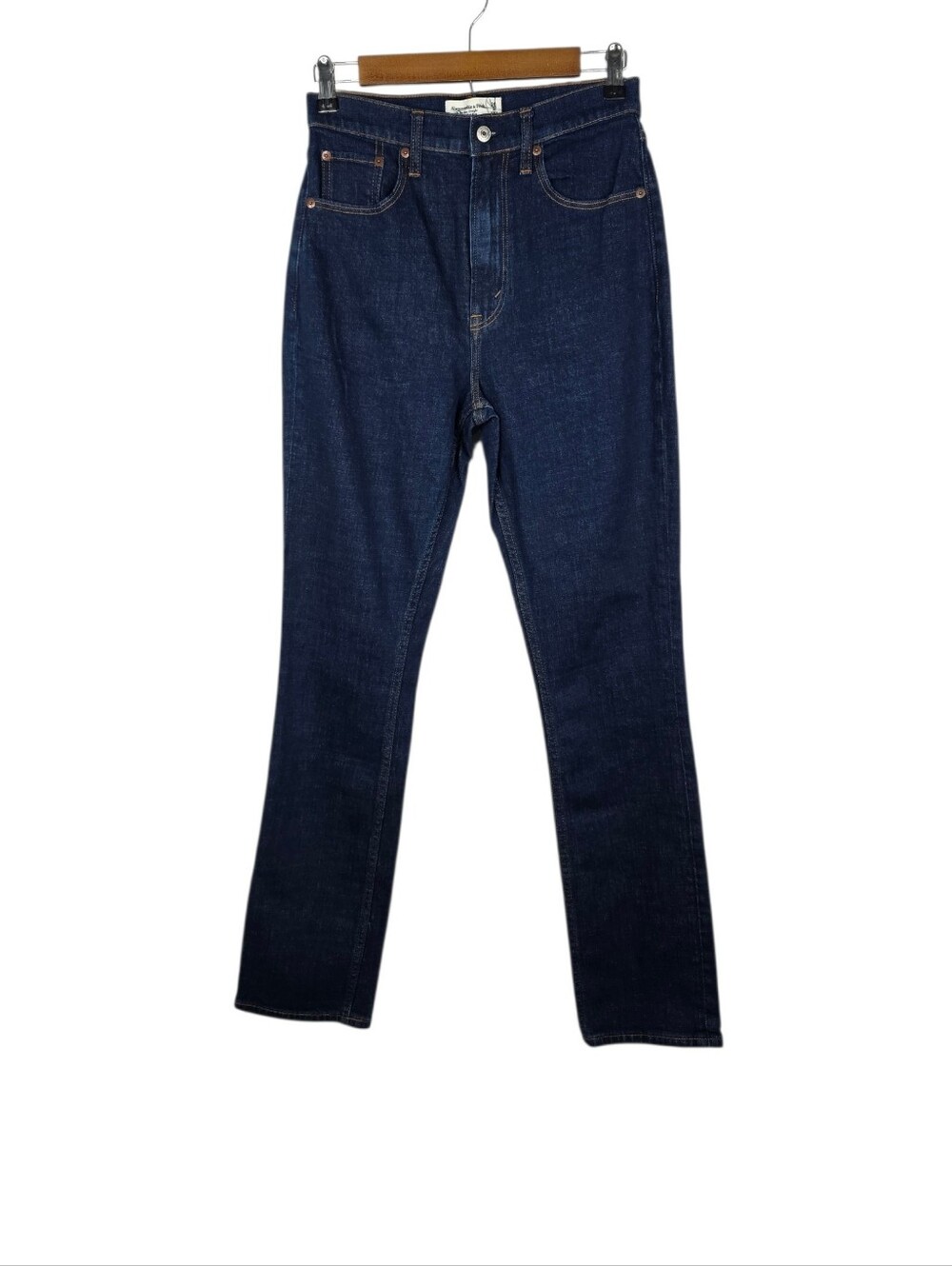Abercrombie Fitch Jeans Women 2/26 Dark Blue Denim Slim Straight Ultra High Rise